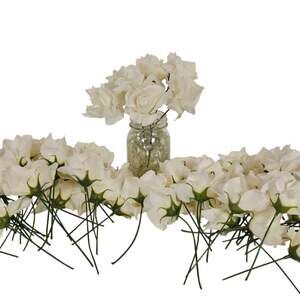75 Cream Silk Roses 2.5" Artificial Flower Stems Wedding Bouquet Floral Crafts